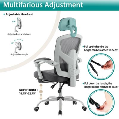 ALINUNU Chaise de bureau en treillis arrière avec repose-pieds 34,39 livres et fonction de repos