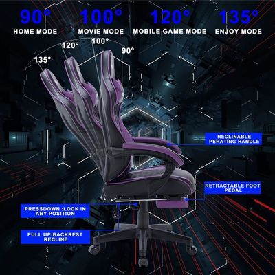 Salle de jeux d'ordinateur Chaise de jeu pliable avec conception ergonomique et massage rotatif