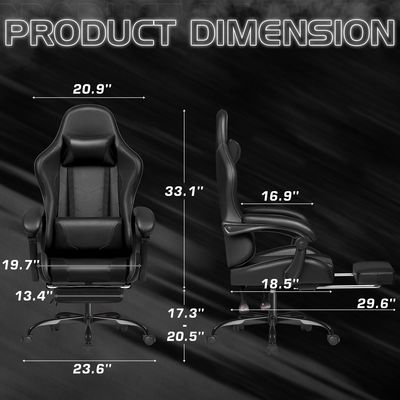 Couleur personnalisée fauteuil de jeu de massage informatique ergonomic à dos haut avec repose-pieds