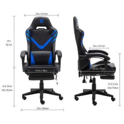Chaise de jeu informatique ergonomie à dos haut avec support lombaire et cuir synthétique
