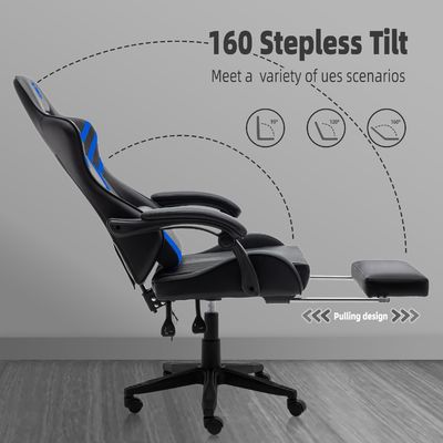 Chaise de jeu informatique ergonomie à dos haut avec support lombaire et cuir synthétique