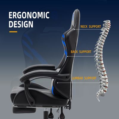 Chaise de jeu informatique ergonomie à dos haut avec support lombaire et cuir synthétique