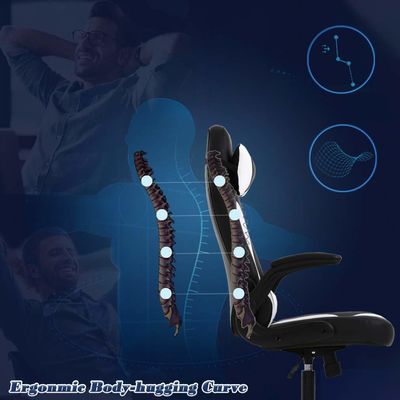 Chaise de jeu PC ALINUNU Conception ergonomique avec appuie-bras pliables Appui lombaire et appuie-tête