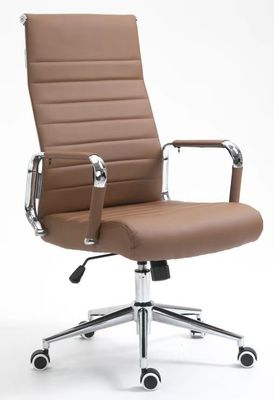 Chaise de bureau en maille de cuir brun de style moderne avec support lombaire et emballage du courrier
