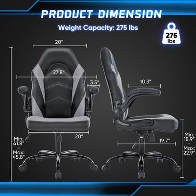 Chaise de jeu ergonomie réglable en hauteur en tissu Chaise de bureau pour ordinateur pour jeux vidéo