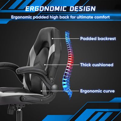 Chaise de jeu ergonomie réglable en hauteur en tissu Chaise de bureau pour ordinateur pour jeux vidéo