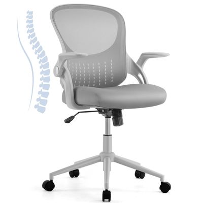 Chaise d'ordinateur en maille de nylon directe avec accoudoirs souples et support lombaire rembourrés