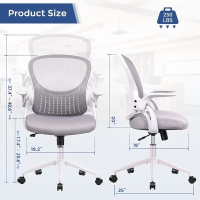 Chaise d'ordinateur en maille de nylon directe avec accoudoirs souples et support lombaire rembourrés