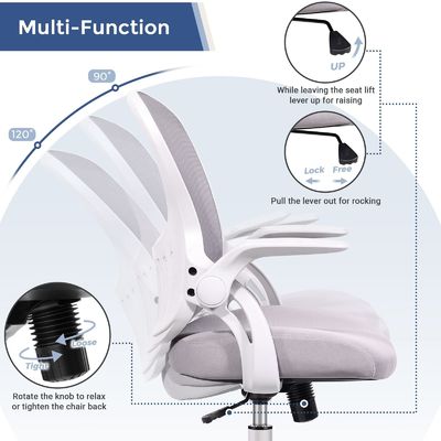 Chaise d'ordinateur en maille de nylon directe avec accoudoirs souples et support lombaire rembourrés