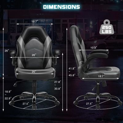 Chaise de jeu réglable en hauteur idéale pour le bureau et la maison 27.76&quot;W x 45.67&quot;H x 25.39&quot;D