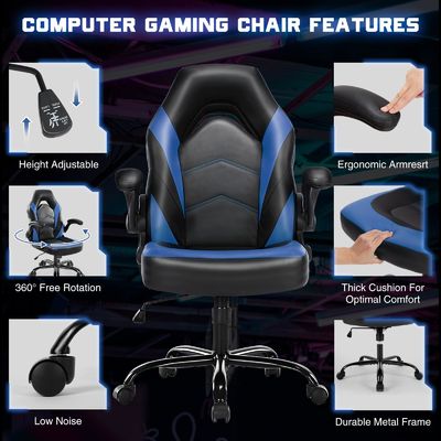 Chaise de jeu informatique pivotante 360 avec réglage de la hauteur et fonction de fauteuil reposant offerte