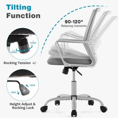 Chaise de bureau ergonomique personnalisée en couleur Chaise pivotante avec support lombaire et accoudoirs