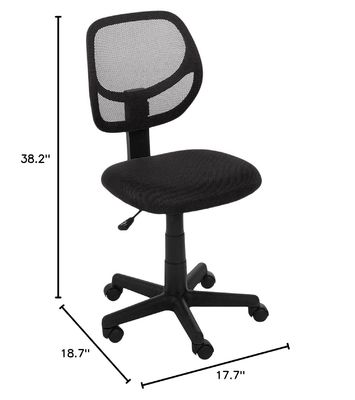 Chaise de bureau d'ordinateur à dos bas avec fonction de rotation à hauteur réglable