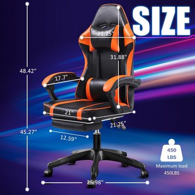 Chaise de jeu ergonomique de couleur personnalisée avec repose-pieds et hauteur réglable ALINUNU