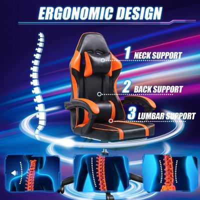 Chaise de jeu ergonomique de couleur personnalisée avec repose-pieds et hauteur réglable ALINUNU