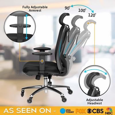 Coussin d'assise épaissie fauteuil de bureau d'ordinateur à domicile ergonomique avec appuie-tête et accoudoirs lombaires