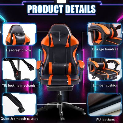 Chaise de jeu ergonomique de couleur personnalisée avec repose-pieds et hauteur réglable ALINUNU