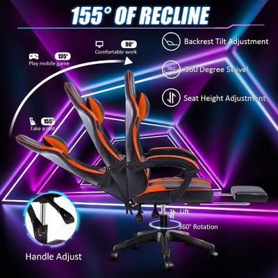 Chaise de jeu ergonomique de couleur personnalisée avec repose-pieds et hauteur réglable ALINUNU