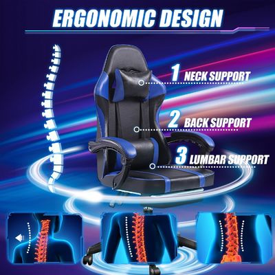 Chaise de jeu ergonomique à 360 tours avec repose-pieds réglable en hauteur et fauteuil inclinable