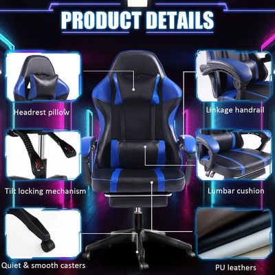 Chaise de jeu ergonomique à 360 tours avec repose-pieds réglable en hauteur et fauteuil inclinable