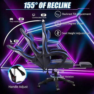 Chaise de jeu ergonomique à 360 tours avec repose-pieds réglable en hauteur et fauteuil inclinable
