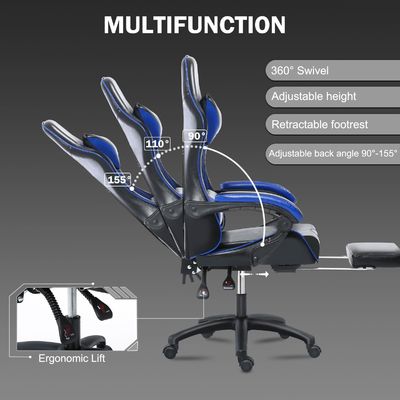 Chaise de jeu ergonomique avec hauteur et repose-pieds réglables en couleur personnalisée