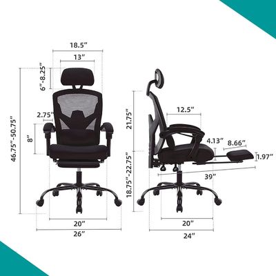 Emballage du courrier Chaises de bureau ergonomiques avec dossier en treillis