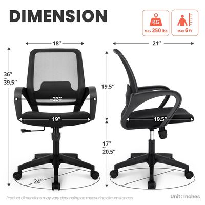 Chaise d'ordinateur en mousse avec support lombaire chaise de bureau ergonomique réglable