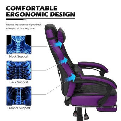 Chaise de jeu en cuir en PU de style de course, design ergonomique, siège en mousse