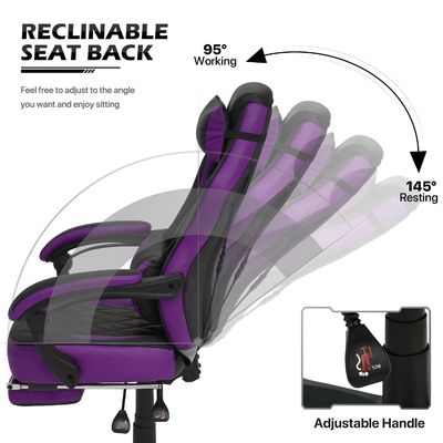 Chaise de jeu en cuir en PU de style de course, design ergonomique, siège en mousse