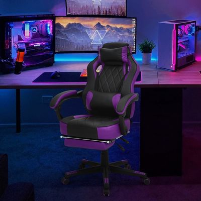 Chaise de jeu en cuir en PU de style de course, design ergonomique, siège en mousse