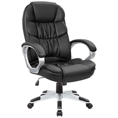 Chaise de bureau haute dos avec support lombaire et hauteur réglable en cuir PU