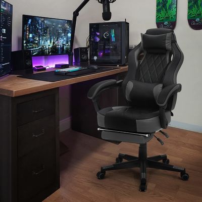 Chaise pivotante ALINUNU PU Chaise de jeu en cuir avec 360 pivotements / réglage de hauteur / recul