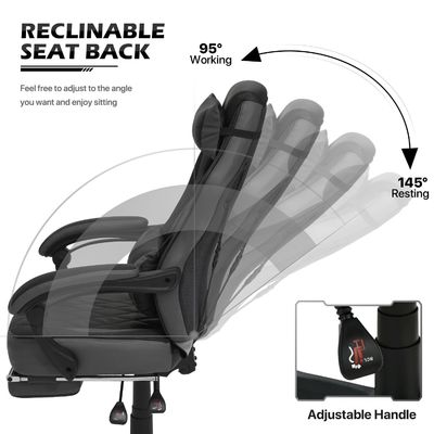 Chaise pivotante ALINUNU PU Chaise de jeu en cuir avec 360 pivotements / réglage de hauteur / recul