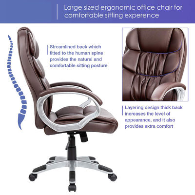 Chaise de bureau exécutif avec hauteur réglable dos haut Chaise de bureau d'ordinateur en cuir PU