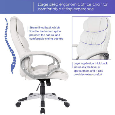 36.3lb fauteuil de bureau d'ordinateur à dos haut avec accoudoirs rembourrés et hauteur réglable