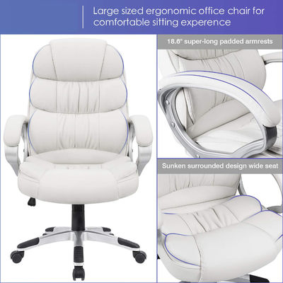 36.3lb fauteuil de bureau d'ordinateur à dos haut avec accoudoirs rembourrés et hauteur réglable