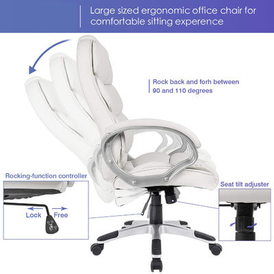 36.3lb fauteuil de bureau d'ordinateur à dos haut avec accoudoirs rembourrés et hauteur réglable