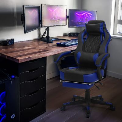 Chaise de jeu de hauteur réglable en cuir PU pour les jeux informatiques de style de course à ALINUNU