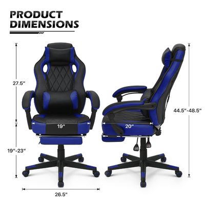 Chaise de jeu de hauteur réglable en cuir PU pour les jeux informatiques de style de course à ALINUNU