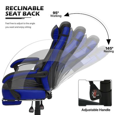 Chaise de jeu de hauteur réglable en cuir PU pour les jeux informatiques de style de course à ALINUNU