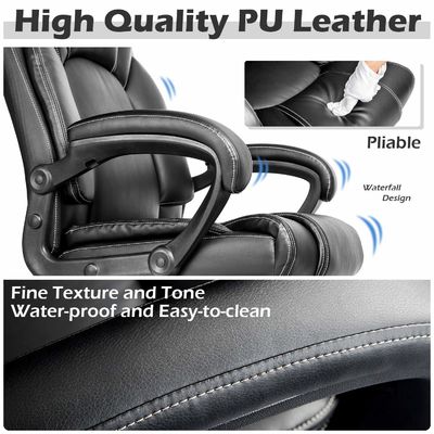Chaise de bureau d'exécutif rembourrée en cuir avec hauteur réglable et support ergonomique