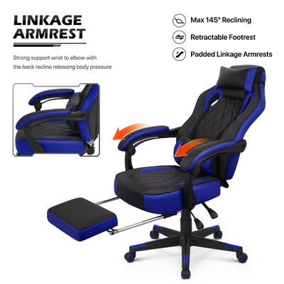 Chaise de jeu de hauteur réglable en cuir PU pour les jeux informatiques de style de course à ALINUNU