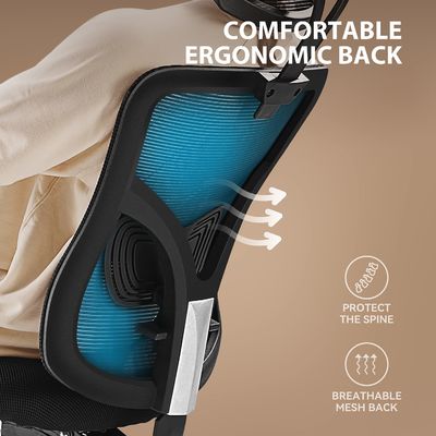 Chaise de bureau à dos en maille haute de design moderne avec accoudoir réglable et support lombaire