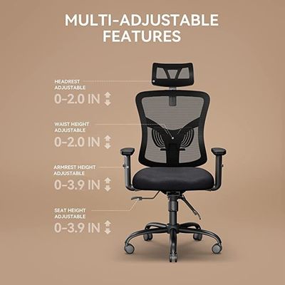 Chaise de bureau à dos en maille haute de design moderne avec accoudoir réglable et support lombaire