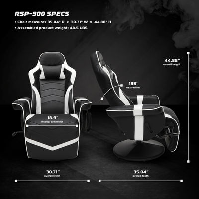 Chaise de jeux d'ordinateur avec repose-pieds de ALINUNU réglable et rembourrée