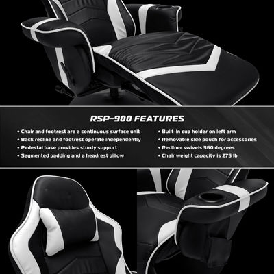Chaise de jeux d'ordinateur avec repose-pieds de ALINUNU réglable et rembourrée