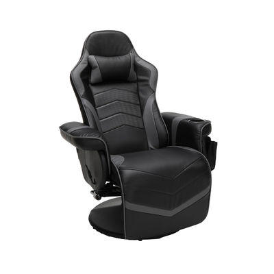 Chaise de jeux réglable en hauteur pour ordinateur avec rembourrage en cuir et repose-pieds