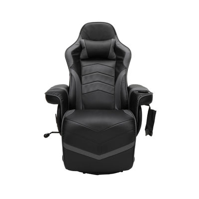 Chaise de jeux réglable en hauteur pour ordinateur avec rembourrage en cuir et repose-pieds