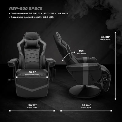 Chaise de jeux réglable en hauteur pour ordinateur avec rembourrage en cuir et repose-pieds